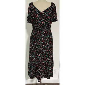 As U Wish Midi Cherry Print Dress - 2X